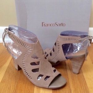 FRANCO SARTO Carolina Cut Out Suede Bootie Sandals Size 9M